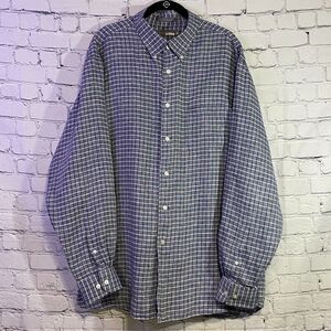 Daniel Cremieux Signature Collection Button Down Shirt XL Windowpane 100% Linen